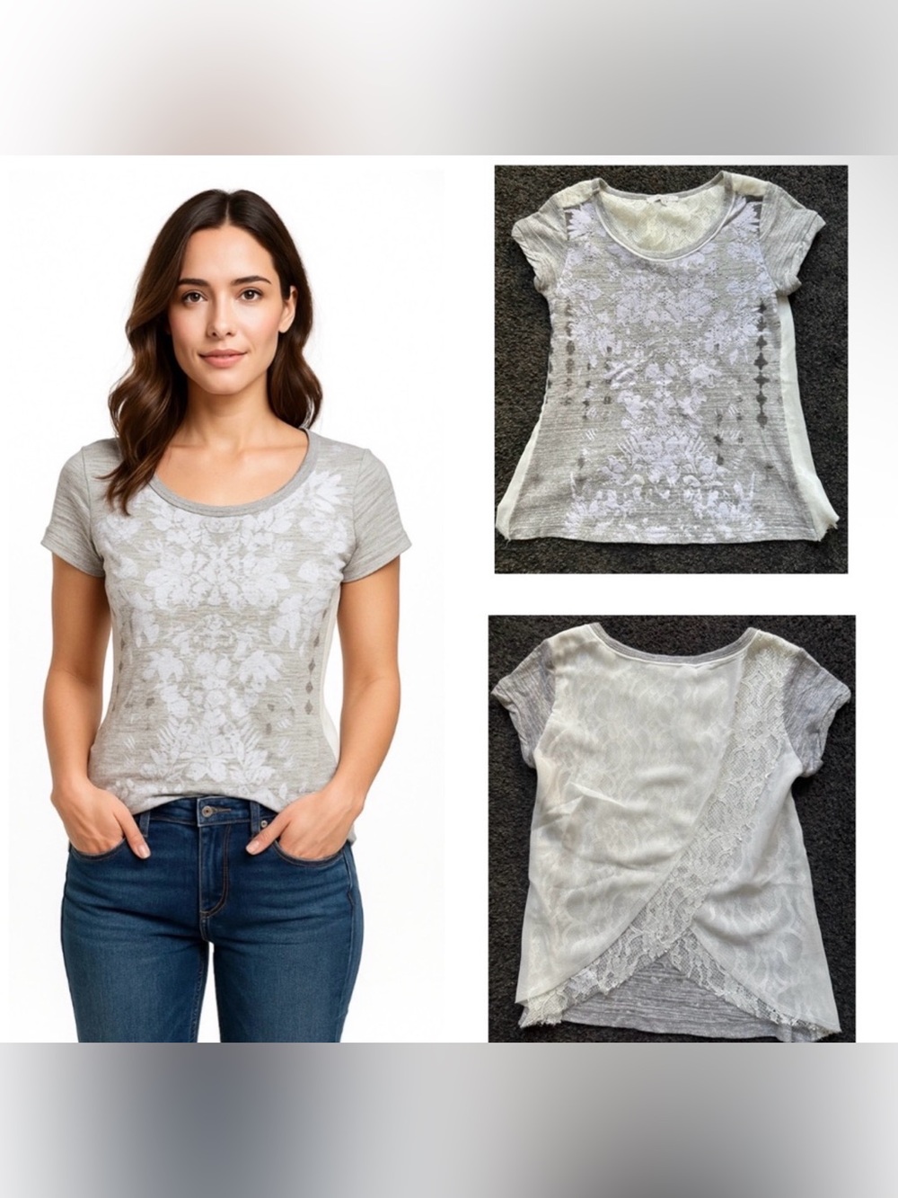 Miss Me Studded Short Sleeve Tee Cross Open  Back